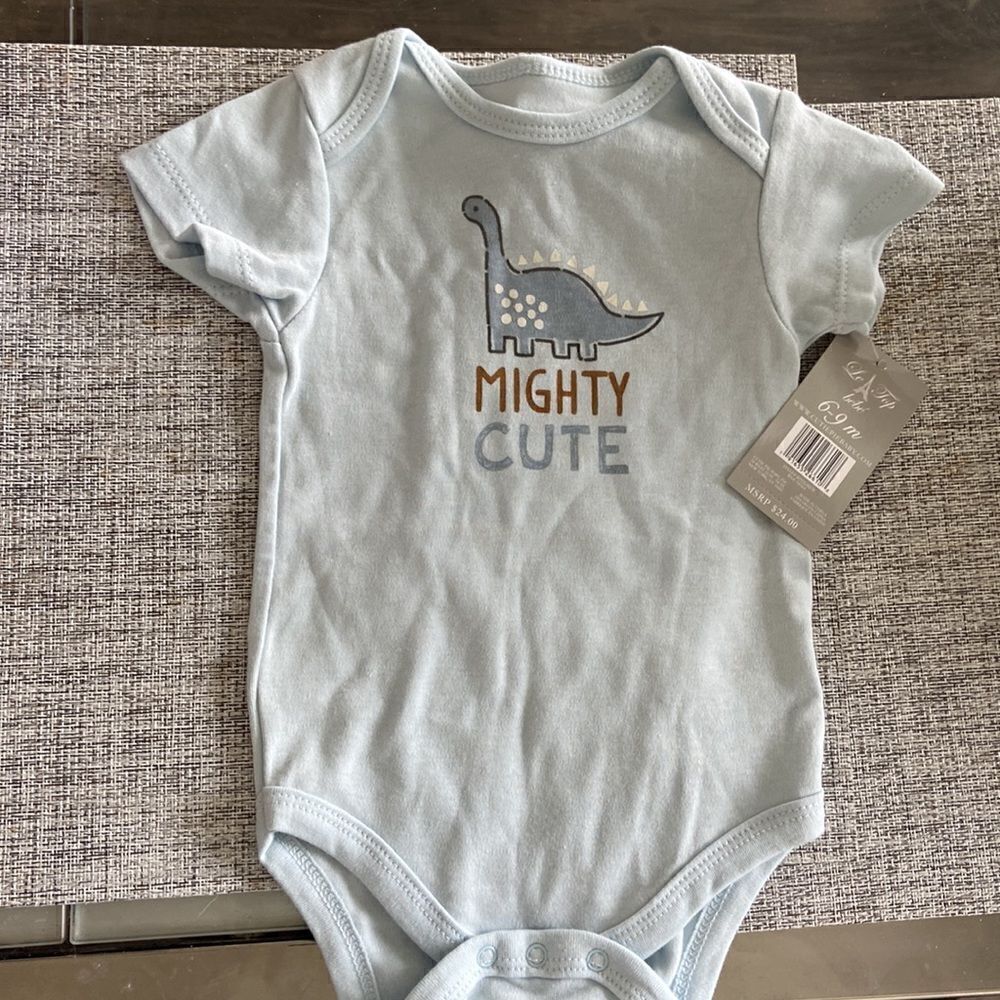Lê top bebe NWT Sz 6-9 months 2 poly mailers Dino print plus insert card